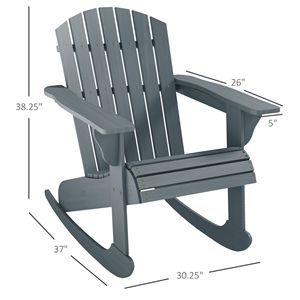 Sedia a dondolo da esterno in legno grigio con schienale a ventaglio e seduta a doghe per sedersi intorno al braciere - Product Image 3