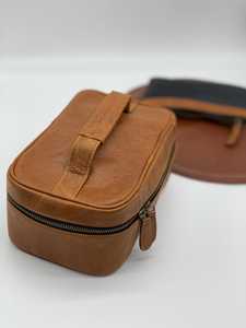 Genuine Leather Zipper for Bag Mens Dopp <b>Kit</b> Vintage <b>Shaving</b> Wash Bag Travel Grooming <b>Kit</b> Organizer Portable Lightweight - Product Image 3