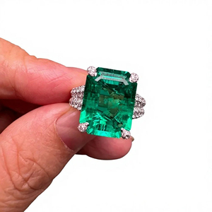 Gorgeous 05ctw Grand Emerald Cut <b>Statement</b> <b>Ring</b> Featuring Sustainable Lab Grown Diamonds Set In Two Tone Platinum and Gold With - Product Image 4