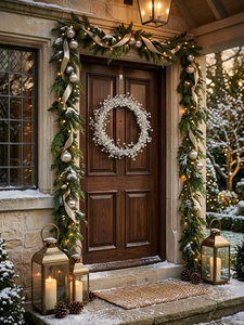 Guirlande de Noël en perles blanches et baies avec des branches givrées - Product Image 5