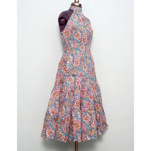 Vintage Inspired Women's Fit & Flare Swing Midi Dress 50s Style Short Sleeve <b>Button</b> Long Dress Customizable Party Casual Dress - Product Image 4