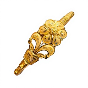 22K <b>Solid</b> <b>Gold</b> <b>Bangle</b> for Women Authentic 916 Yellow <b>Gold</b> Traditional Floral Motif Bracelet Ethnic Luxury Jewelry Gift - Product Image 2