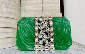 Handbag Clutch Greatest Mother of Pearl Resin Clutch Metal & Stone Embellishment Embroidery Ladies Handbags BY MULTI CRAFT - Product Image 3