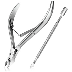 Coupe-cuticules avec repousse-cuticules - Easkep Coupe-cuticules en acier inoxydable pour pédicure - Product Image 1