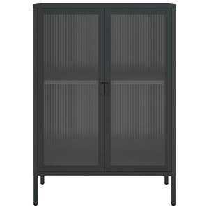 Aparador Mediano con Acero con Recubrimiento en Polvo Negro y Vidrio Acanalado para Muebles de Sala - Product Image 6