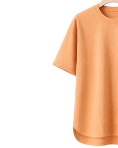 Camiseta Oversize Personalizada Color Durazno para Hombre, con Dobladillo Curvo, Hombro Caído, Cuello Redondo, de Algodón Liso, Estilo Urbano, para Verano - Product Image 3