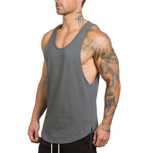 Male Summer Casual Stringer <b>Singlet</b> Solid Vest Clothing Gym Tank Tops <b>Men</b> Fitness Bodybuilding Workout Cotton Sleeveless Shirt - Product Image 2