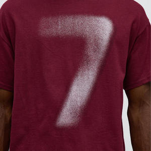 T-shirt pour homme de qualité supérieure, 100% coton, impression numéro 7, col rond, style décontracté, streetwear, fabricant OEM ODM, fournisseur de marques privées - Product Image 2