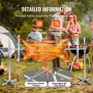 Kit Girarrosto Elettrico da 52W per Barbecue, Supporto Universale da 56 Pollici, Capacità 60 kg, Regolazione Automatica dell'Altezza per 132 Pollici - Product Image 6