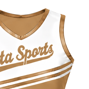 <b>Tan</b> <b>Brown</b> Cheerleading Jersey Sleeveless Crop Top Custom Team Sports Uniform Performance Athletic Wear Training Apparel - Product Image 3