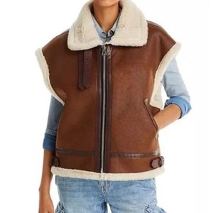 Chaleco de piel de oveja auténtica para mujer, estilo aviador B3, chaleco de piloto vintage - Product Image 2