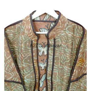 Vintage Women's 100% Cotton Kantha <b>Jacket</b> Handmade Indian Embroidered Bohemian Style Breathable Fashionable Floral <b>Pattern</b> - Product Image 5