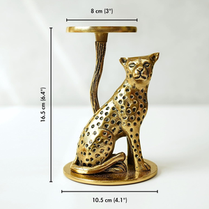 Portavelas Jaguar de Aluminio con Acabado en Latón, Estatua Decorativa para Mesa, Decoración del Hogar, Obsequio para Bodas y Aniversarios, Set Premium - Product Image 2