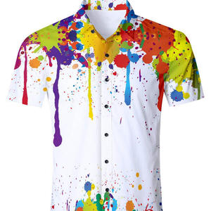 Nouvelle chemise à manches courtes pour homme à motif hawaïen, t-shirt tendance taille européenne et américaine, boutonnée, en polyester imprimé - Product Image 2