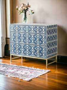 Traditional Solid <b>Wood</b> <b>Chest</b> of Drawers Bone Inlay Storage Cabinet Pink Pattern Living Room Furniture - Product Image 3
