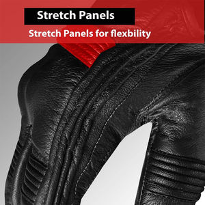 ถุงมือมอเตอร์ไซค์คุณภาพสูงสำหรับผู้ใหญ่ สีดำ หนังแพะ ดีไซน์ป้องกันการเสียดสี แบบเต็มนิ้ว สำหรับแข่งรถมอเตอร์ไซค์ - Product Image 6