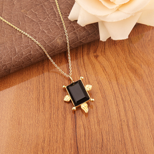 Collier Pendentif Chaîne Rectangulaire en Laiton Plaqué Or 18 carats avec Pierre Précieuse Onyx Noir, Style Punk, Idéal pour Femme, Bijou de Mode, Meilleur Choix pour Fiançailles - Product Image 5