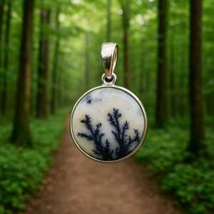 Natural Dendrite Opal Bezel Setting <b>Charm</b> Pendant Handmade 925 Sterling <b>Silver</b> Gold/<b>Silver</b> Plated Vintage Style Third Party - Product Image 4