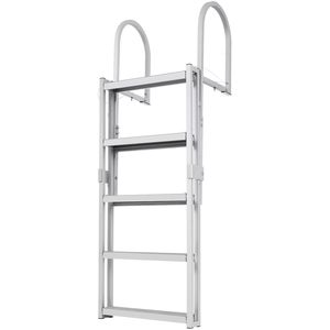 Scaletta Retrattile in Alluminio per Pontone, 5 Gradini, Capacità di Carico 350 Libbre, da 66.9FT a 78.9FT, Uso Marino - Product Image 1