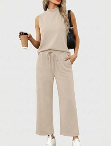 Womens Sleeveless Tank Top and Trouser <b>Set</b> Casual Two Piece Outfit Soft Cotton Lounge Wear Matching <b>Set</b> Comfortable Daily Wear - Product Image 2