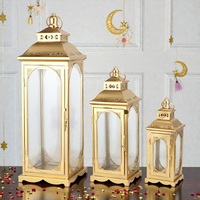 Nouvelle Arrivée Lanterne Marocaine Dorée en Fer Porte-Bougie Suspendu Décoration Maison Personnalisable Métal Découpé Fait Main Écologique