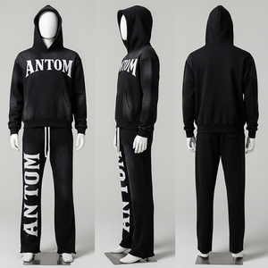 Survêtements évasés pour hommes, nouvelle collection hiver, style streetwear, 100% coton uni / Impression personnalisée en relief à capuche, vente chaude - Product Image 1