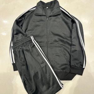 Ensemble de survêtement décontracté pour homme 100 % coton, à manches longues, avec capuche, veste et pantalon de jogging – Tenue 2 pièces unie - Product Image 1