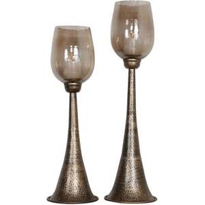 Porte-bougie en bois classique moderne avec base carrée et abat-jour en verre transparent - Product Image 5