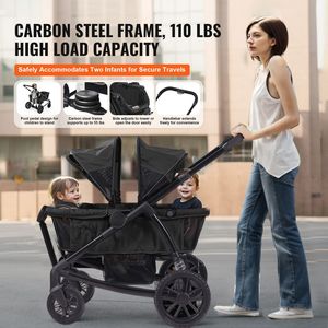Passeggino Carrozzina Pieghevole 2-in-1 per Tutti i Terreni a 2 Posti con Tettuccio e Organizer per Genitori Certificato ASTM - Product Image 3