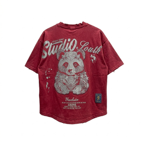 Camiseta con Estampado Gráfico para Hombre, Mezcla de Algodón, Cómoda, Estilo Urbano, Manga Corta, Atuendo Informal a la Moda, Tela Resistente, Diseño Moderno - Product Image 1
