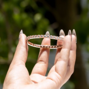 Impresionante Brazalete de Diamantes Chapado en Oro Rosa para Mujer con Diamantes Naturales de Color G con Corte Brillante Redondo, Joyería para Uso Diario - Product Image 6