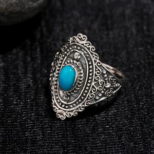Premium Quality Top Selling Solid 925 Sterling Silver Natural <b>Turquoise</b> Oval Bezel Setting Wedding <b>Ring</b> At Factory Price - Product Image 3