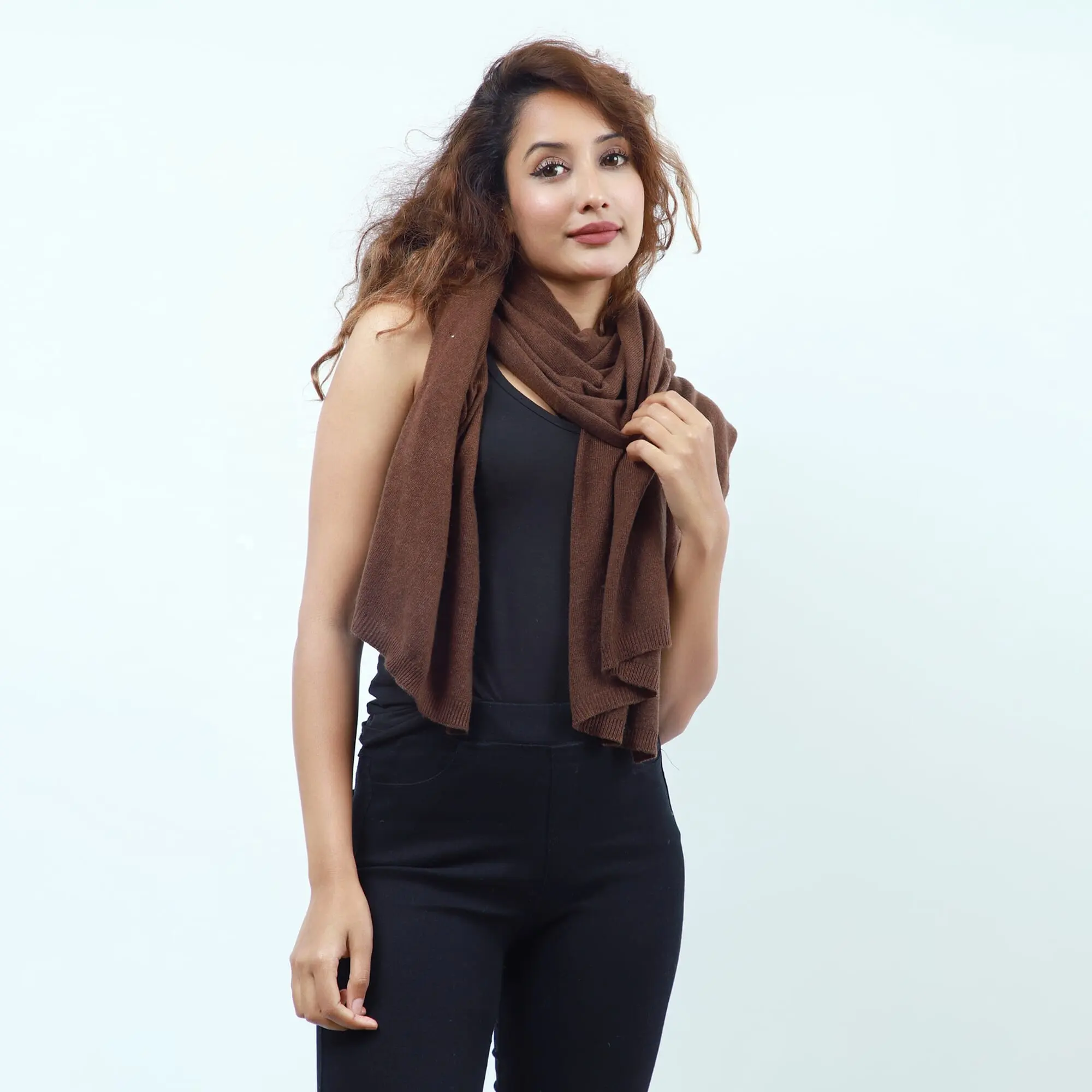 100% Plain Rib Knitted Shawl/Scarf Soft Sustainable Cashmere Style & Stylish Special Women's Fine Wear Winter Warm Fashionable
