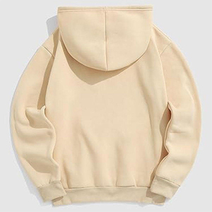 Hoodie Unisexe Minimaliste Streetwear Crème Abricot en Polaire Oversize avec Imprimé Paris, Mélange de Coton, Poche Kangourou - Product Image 3