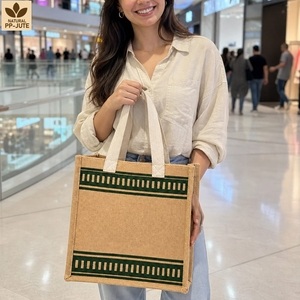 Bolsa de Compras de Yute Natural Laminada en PP con Logotipo Personalizado, 30x30x20cm, Venta al Por Mayor, Fabricante de Marca Privada OEM, Exportador B2B - Product Image 5