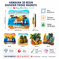 Aimant de réfrigérateur personnalisé Hawaï en résine 3D, souvenir Aloha, plage tropicale, autocollant pour réfrigérateur, décoration de cuisine, cadeau