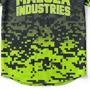 Camiseta de Béisbol Personalizada Premium, Camuflaje Digital, Uniforme de Equipo, Verde Neón y Negro, Transpirable, MALUZA INDUSTRIES - Product Image 2