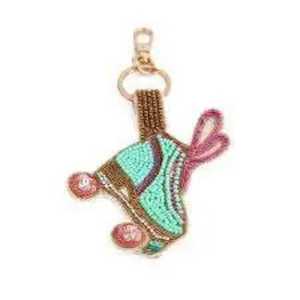 NOUSHAD ARTISANAT - Porte-monnaie et porte-clés classique en toile tissée avec perles de verre, motif cercle léger - Product Image 3