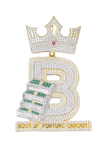 จี้รูปมงกุฎน้ำตก Boss Of Fortune ชุบเงินแท้ 925 ประดับโมอิสซาไนต์ สไตล์ฮิปฮอป เหมาะสำหรับทุกเพศ ใส่ได้ทุกวัน - Product Image 2