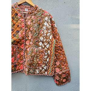 Chaqueta acolchada floral de algodón reversible para mujer, abrigo vintage bohemio estampado, ropa exterior acolchada para otoño, regalo para ella. - Product Image 3
