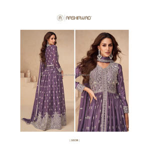 Nouveau designer de style indien broderie lourde Lehenga Gharara Sharara costumes de pelouse pakistanais pour dames vêtements de fête à bas prix - Product Image 2