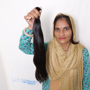 Extensions de cheveux humains en mèches, double trame, ondulation profonde lâche, couleur noir naturel, 100% vierges, provenant d'un seul donneur, cheveux de temple indiens - Product Image 3