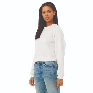Sweat-shirt blanc tendance pour femme, col rond, manches longues, en coton tricoté, couleur unie, décontracté, pour l'automne, fournisseur OEM - Product Image 5