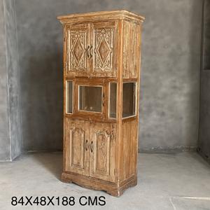 Meilleure collection d'armoires de rangement hautes en bois récupéré sculpté, style vintage, art himalayen antique - Product Image 1