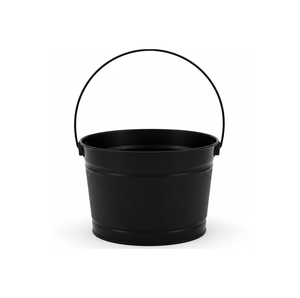 Seau à cendres en métal robuste avec poignée, revêtement en poudre noire, en fer galvanisé, pour cheminée et fête - Product Image 2