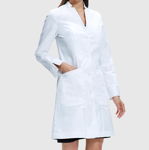 Blouse de laboratoire unisexe en coton blanc, uniforme d'hôpital, tissu tissé, boutonnée sur le devant, usage médical professionnel - Product Image 2