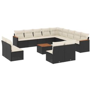 Conjunto de Sofás Modulares Grandes de Ratán PE Negro para Jardín, Muebles de Exterior Elegantes y Duraderos - Product Image 2