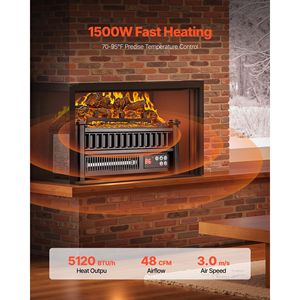 Inserto per Caminetto Elettrico da 16 Pollici con Telecomando, 5 Livelli di Luminosità della Fiamma Regolabili e Timer 24 Ore - Product Image 2