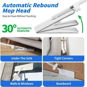 Mop Piatto OG7 Bianco Puro e Secchio Pieghevole con Ruote, 2 Panni in Microfibra Lavabili e Riutilizzabili - Product Image 2