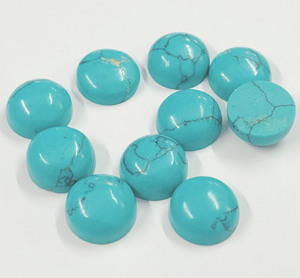 Pierre précieuse Howlite bleue en vrac, forme ronde, cabochon 3mm-30mm, pierre polie lisse pour la fabrication de bagues, pendentifs et boucles d'oreilles - Product Image 4